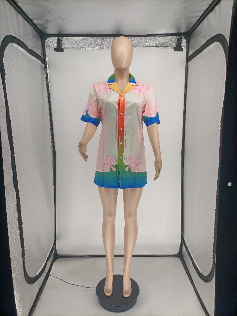Casual Printed Short Sleeve Shirt Top WMEF 20799