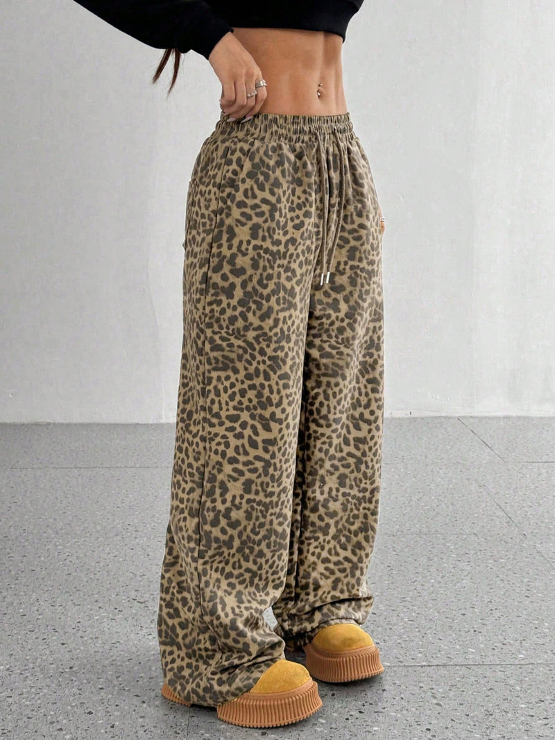 Leopard Print Tie Up Loose Pants YWXS K25L1169