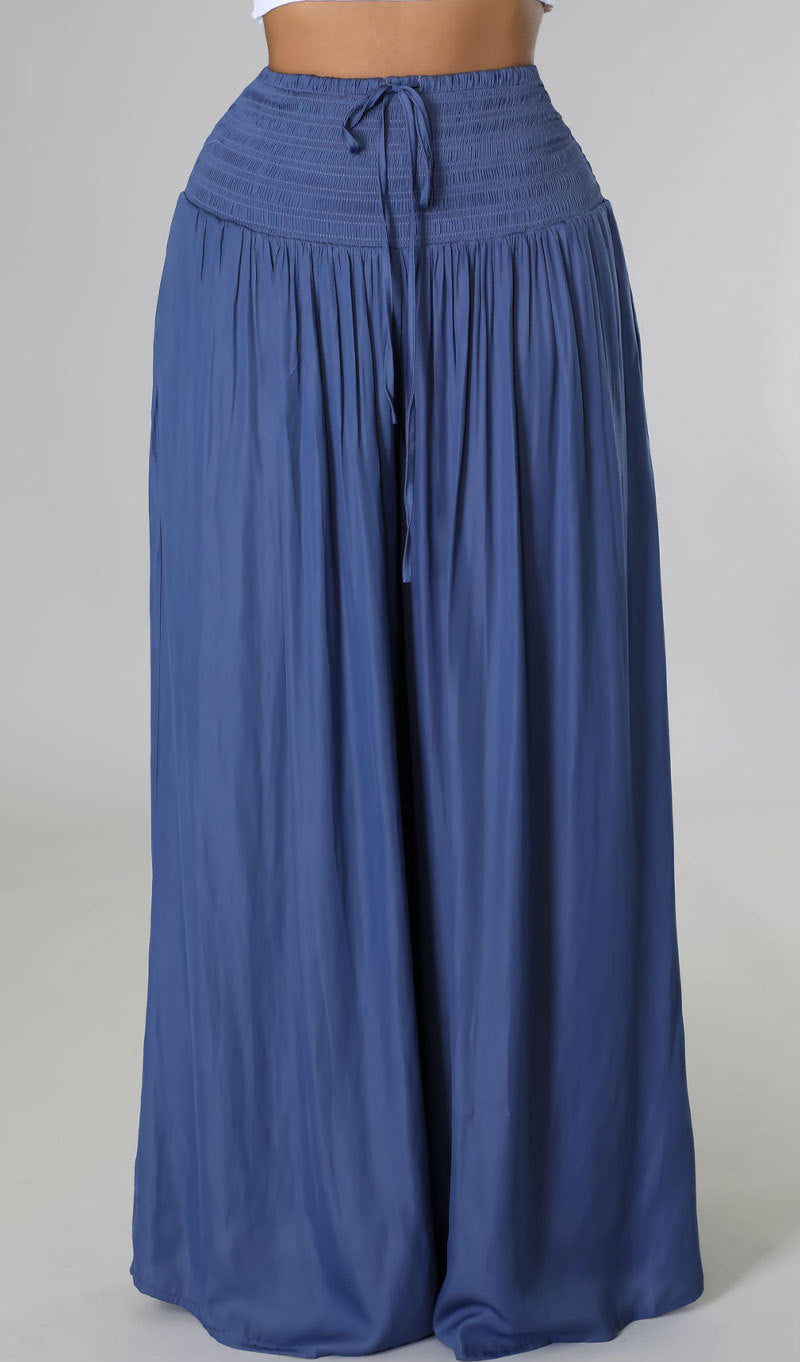 Solid Color Loose Casual Ice Silk Pants XHXF 8636