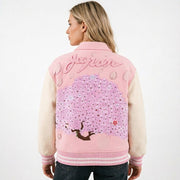 Double Layer Threaded Print Contrast Color Jackets YNSF 8038