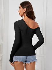 Off Shoulder Irregular Knits Tops GYSQ QCCF0920