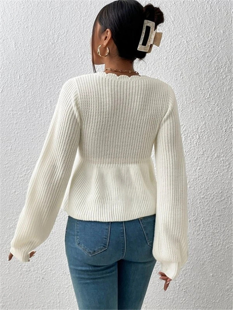 Tie Up Ruffles Knits Sweater GZYF 1058