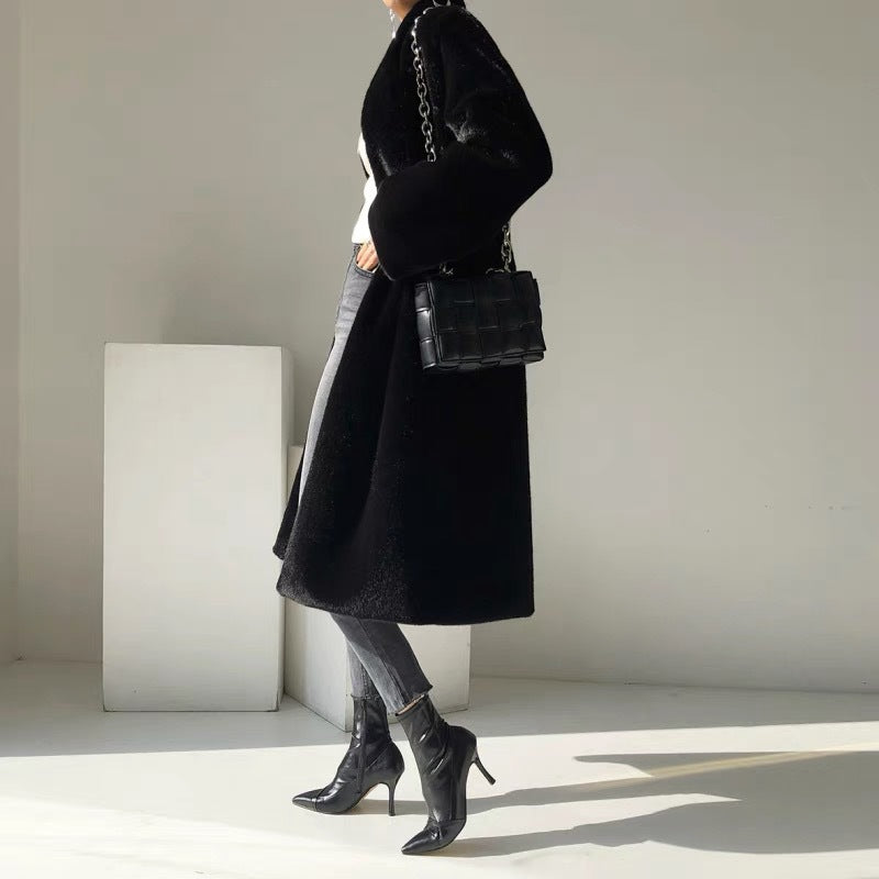 Faux Mink Fur Stand Collar Coat HHMY 2024