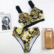 Sexy Lace Strap Bra and Panty Split Swimsuit Lace Strap Detachable CSYZ B117W