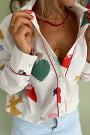 Long Sleeve Print Lapel Neck Shirt GSNU 5010