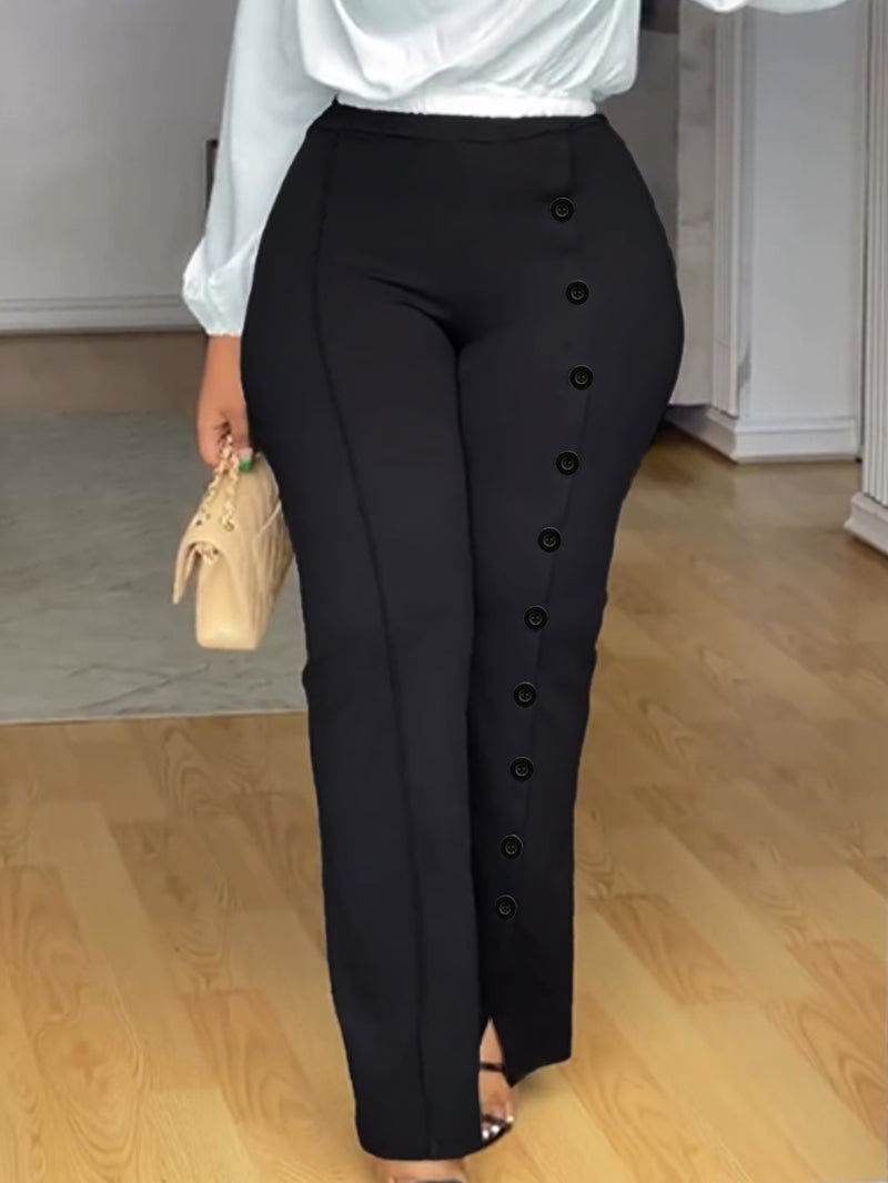 Plus Size Solid Color Flare Pants QMZF 2152