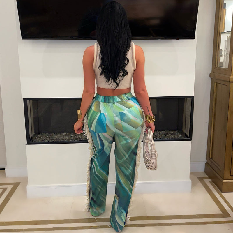 Print Tassel Casual Staight Pants ZSD 0682