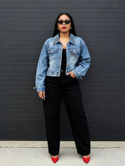Embroidered Hollow Out Washed Denim Coats GYLN 0920