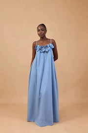 Solid Color Floral Print Maxi Dress GADE 10388