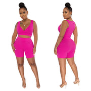 Solid Color Tank Top Shorts Two Piece Set YF 10392