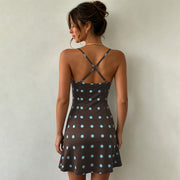 Polka Dots Print Backless Mini Dress GPKJ MR49193