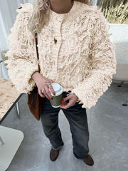 Knits Tassel Long Sleeve Button Coats GQNF F00121CM