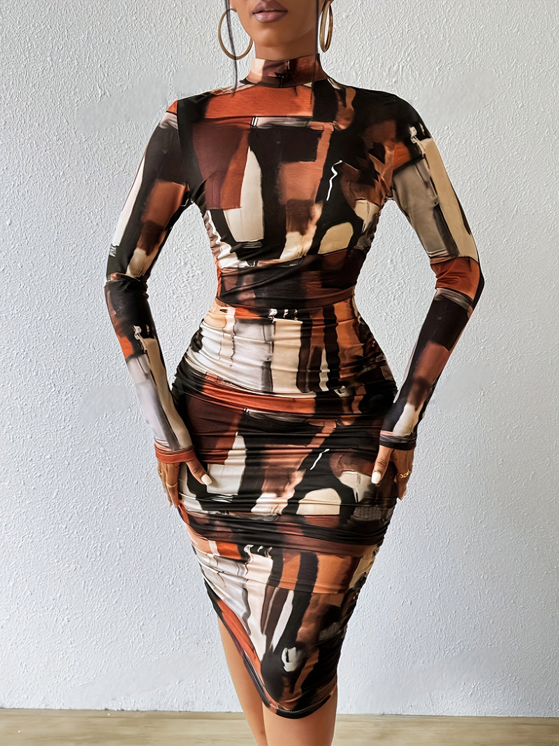 Long Sleeve Print Slim Bodycon Dress GFMA 0421