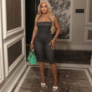 Polka Dots Print Halterneck Seventh Jumpsuit MXBF J26JP132
