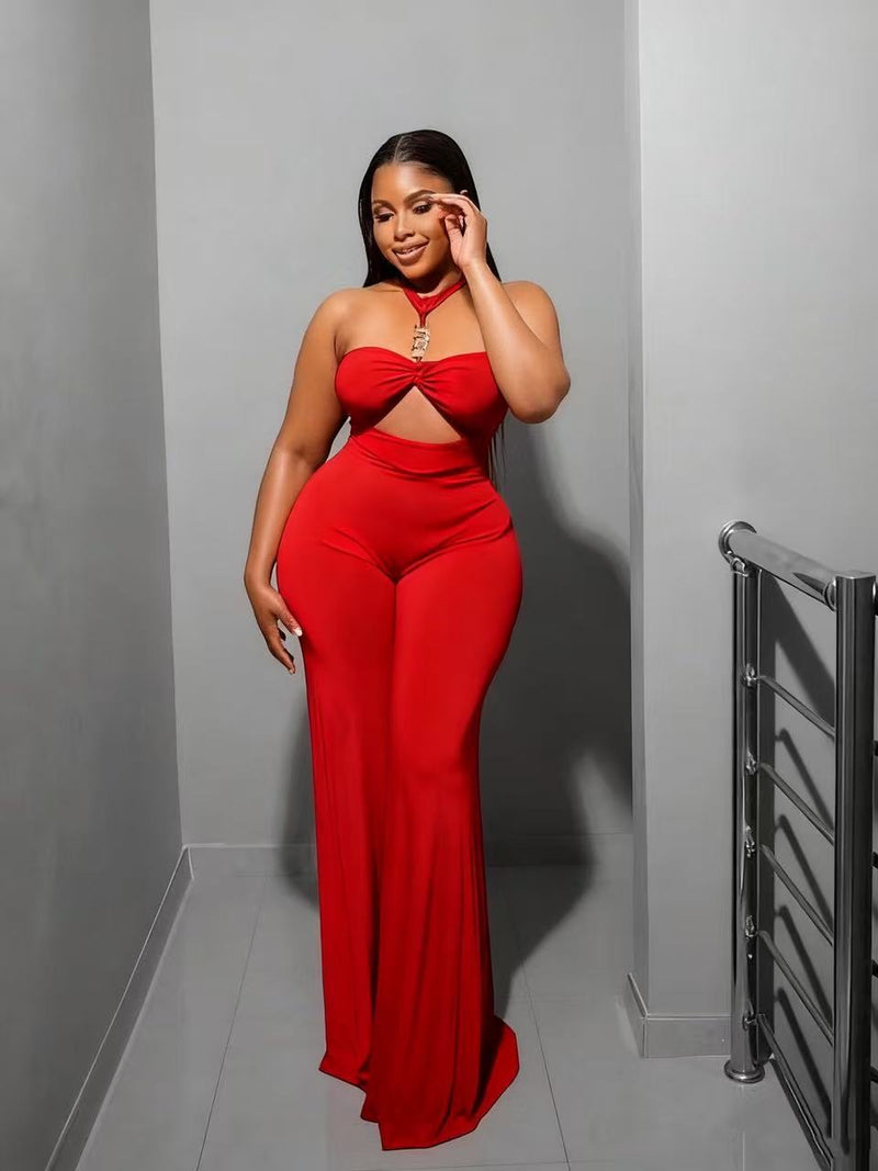 Sexy Halterneck Hollow Out Jumpsuit GADE 10086