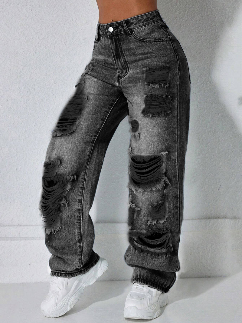 Casual Holes Straight Jeans GYXN 16215