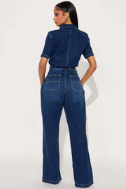 Fashion Short Sleeve Denim Jumpsuit LX 8605