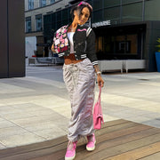 Fashion Print Cardigan Baseball Jacket Coat FSXF 529