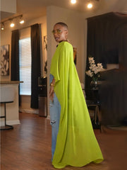 Loose Mesh Oversized Cape Bat Sleeve Crop Top SFY 896