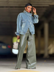 Stand Collar Denim Jackets GYLN 8755