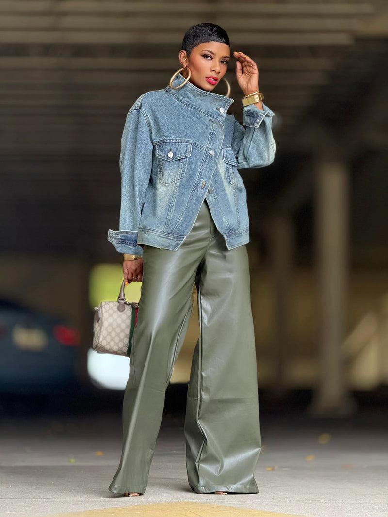 Stand Collar Denim Jackets GYLN 8755