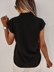 Solid Color V Neck Short Sleeve T Shirt YMZY 9105