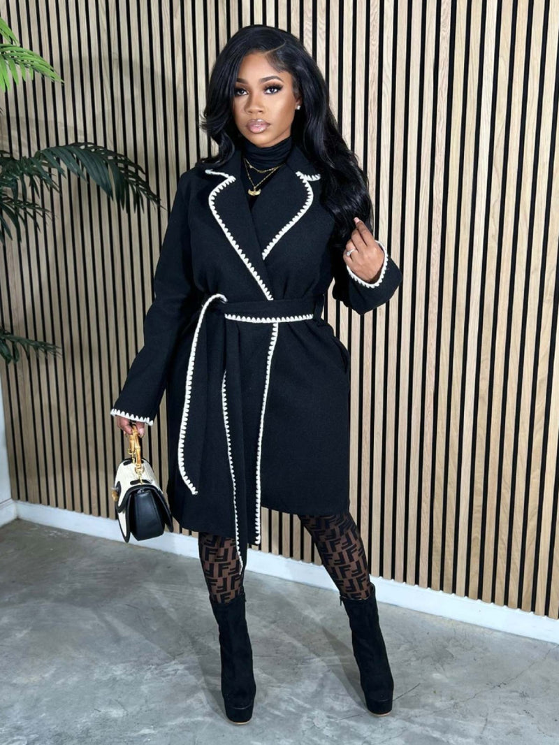 Long Sleeve Lapel Loose Long Coat ZSD 0644