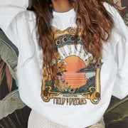 Knit Crew Neck Printed Long Sleeve Sweatshirt FL 21060