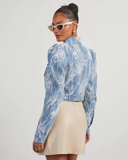 Casual Loose Floral Lace Denim Jacket GYAN 16802