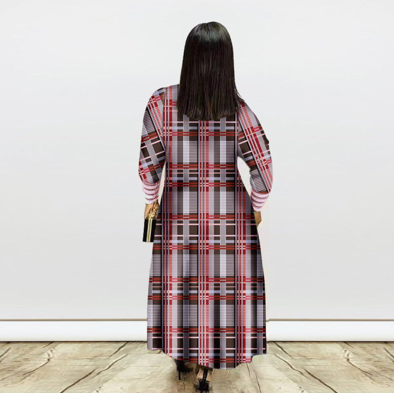 Plus Size Print Long Sleeve Knit Coat GRNH 8078