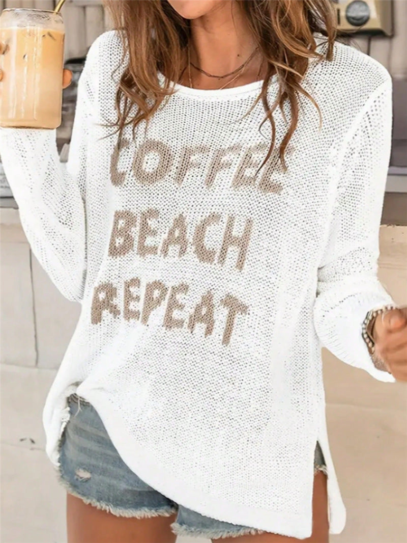 Letter Print Loose Knits Tops GZYF 1188