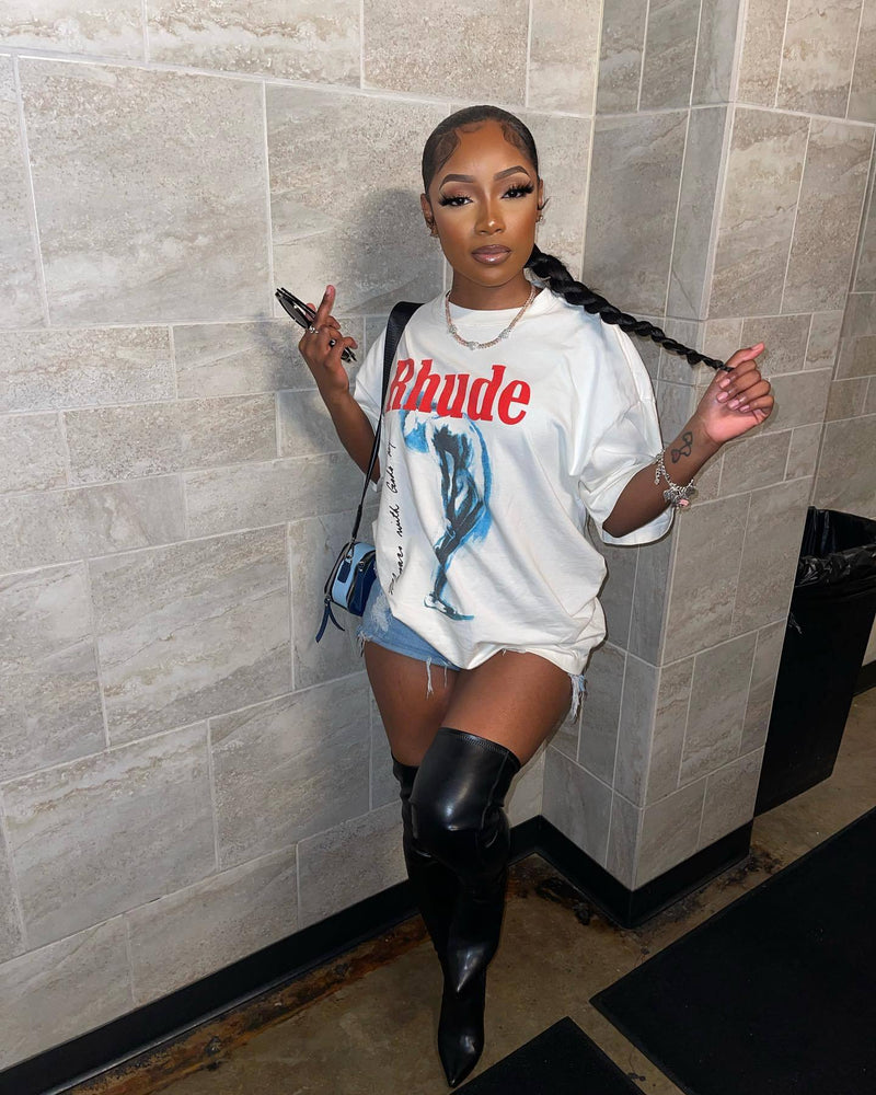 Letter Print Loose Casual T shirt GXBQ 1141223