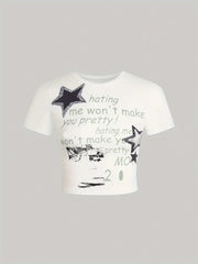 Letter Print Short Sleeve T Shirt HMYI 34223