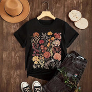 Colorful Floral Print Loose Short Sleeve T shirt GYIQ ZB113856C