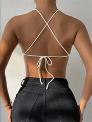 Tie Up Halterneck Backless Knits Tank Tops GZYF 1009