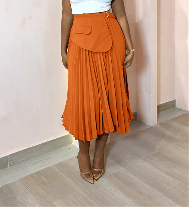 Solid Color High Waist Long Skirt OMY MY11054