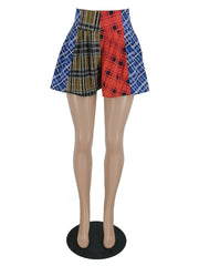 Casual Loose Color Block Plaid Shorts ZDF 31332