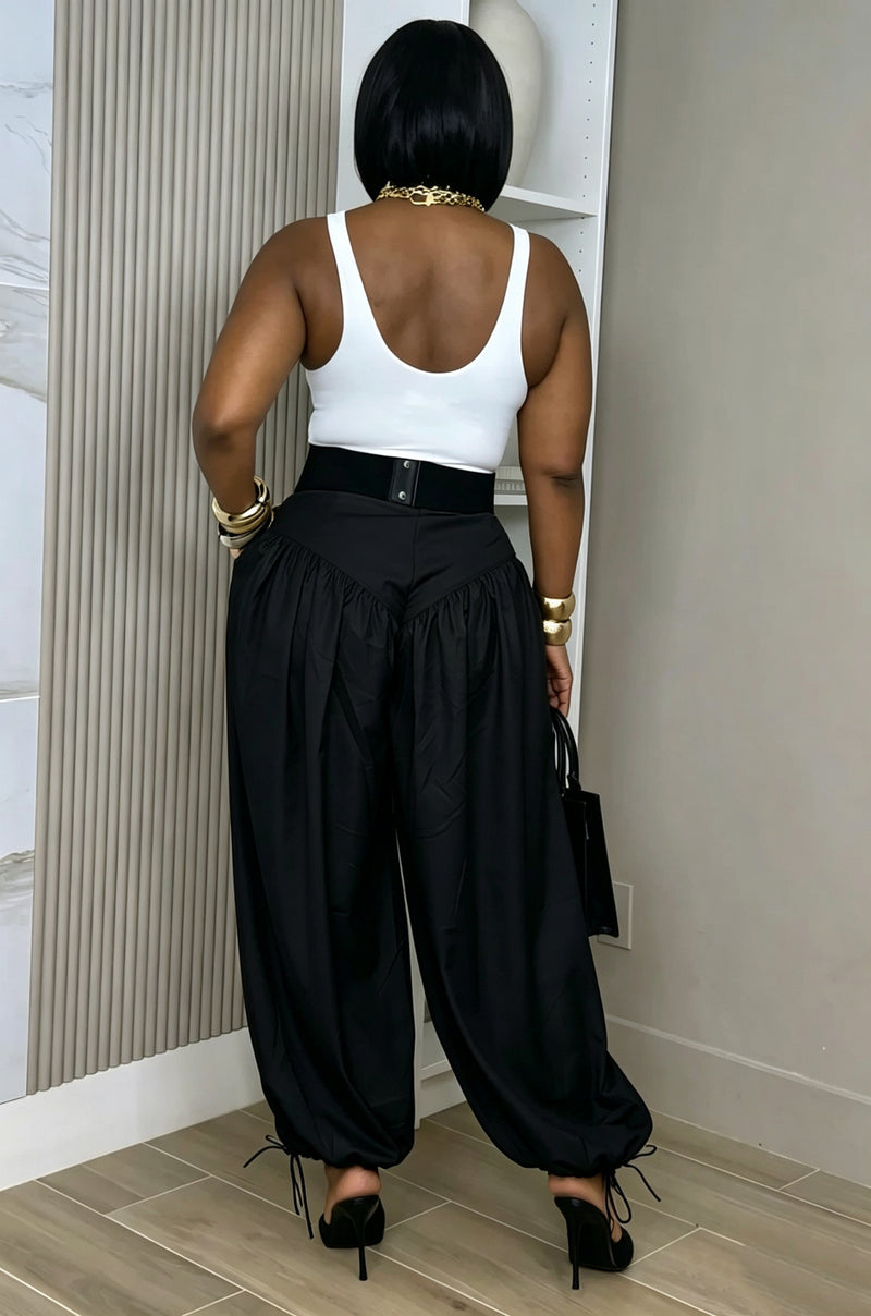 Solid Color Ruched Lantern Pants LSD 2963