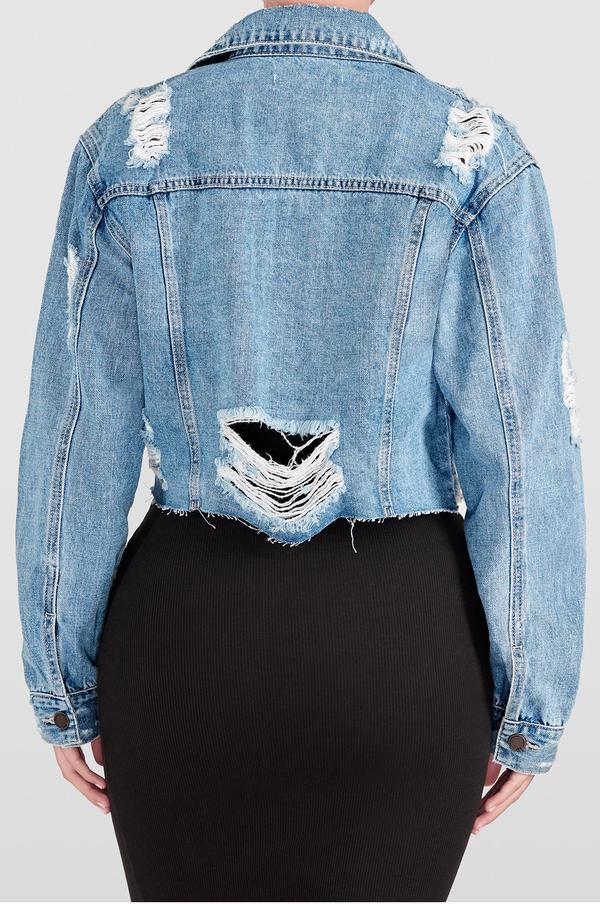 Denim Holes Long Sleeve Short Coats GQDH 1052