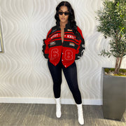 Printed Removable Two Wear Baseball Jacket MDF 5382