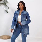 Washed Fashion Ripped Denim Jacket GKNF TSC 814
