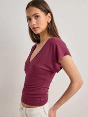 Short Sleeve V Neck T Shirt MIL L381
