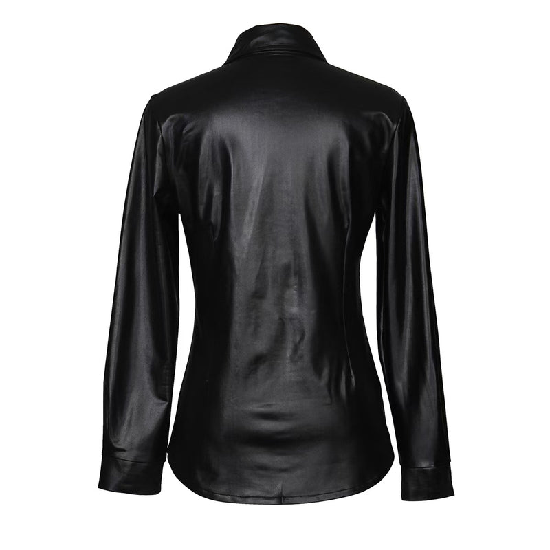 PU Leather Long Sleeve Shirt Jacket Coat GPBY 811