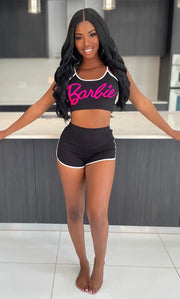 Letter Print Sling Vest And Shorts Sport 2 Piece Set XHXF 8683