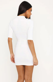 Solid Color Short Sleeve Mini Dress MZ 26020