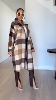 Plaid Print Long Sleeve Long Shirt Coats LSD 2264
