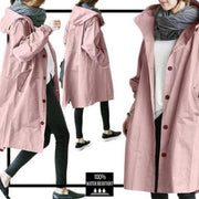 Plus Size Solid Color Long Sleeve Hooded Wind Coat GOFY X2279