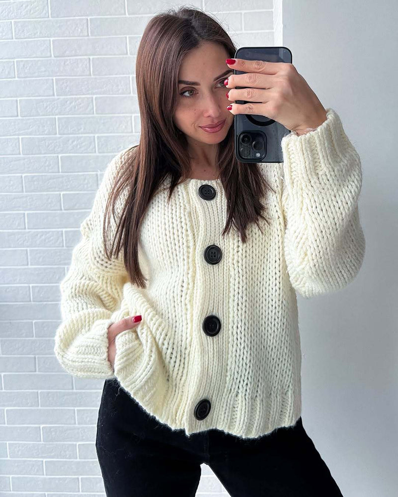 Single breasted Loose Knits Sweater GQNF Y00262CM