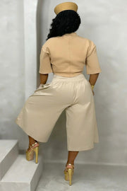 Solid Color Ruched Loose Trousers SH 391585