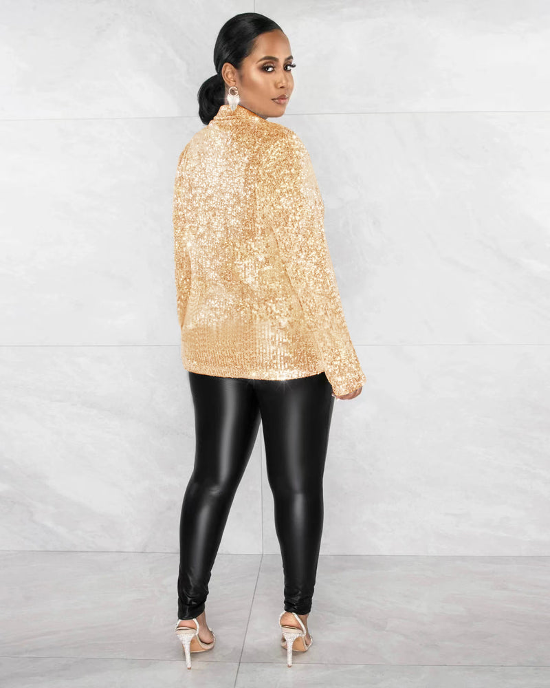 Casual Sequin Long Sleeve Blazer Coat TR 1280